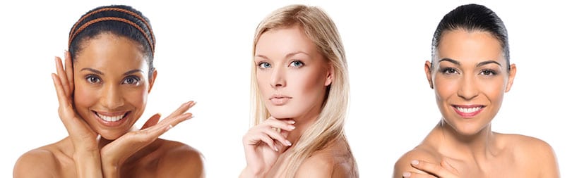 headshots of three women shoulder to shoulder with different expressions